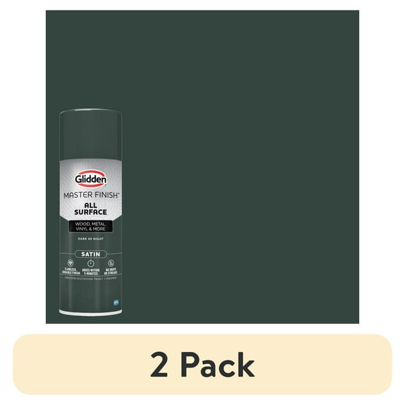 (2 pack) Glidden Master Finish 12 oz. Satin Dark As Night Interior/Exterior All Surface Spray Paint and Primer