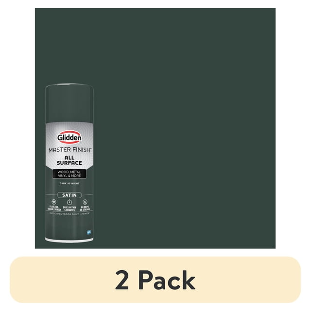 (2 pack) Glidden Master Finish 12 oz. Satin Dark As Night Interior/Exterior All Surface Spray Paint and Primer