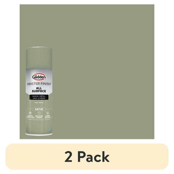 (2 pack) Glidden Master Finish 12 oz. Satin Green Sage Interior/Exterior All Surface Spray Paint and Primer