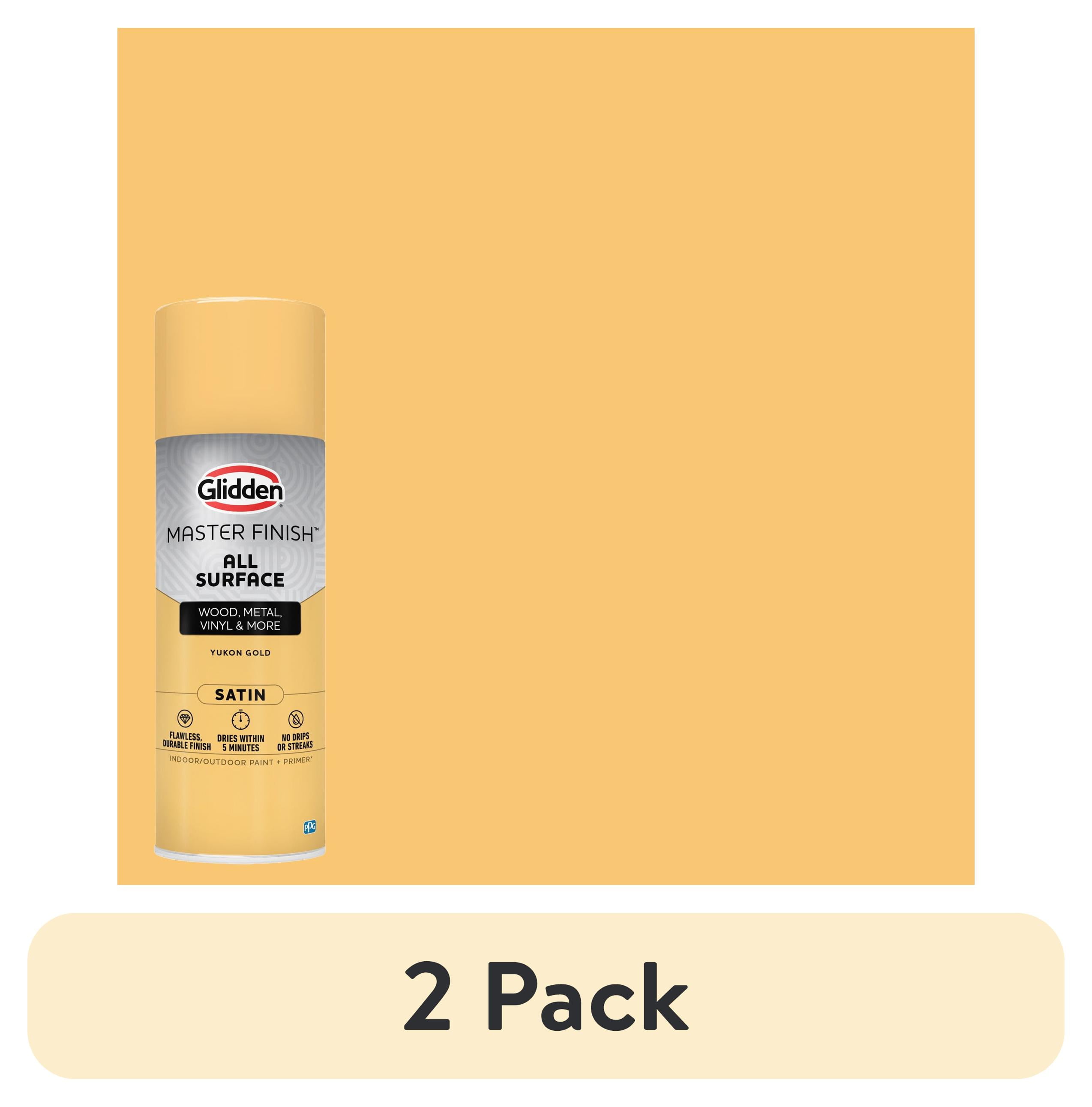 (2 pack) Glidden Master Finish 12 oz. Satin Yukon Gold Interior/Exterior All Surface Spray Paint and Primer