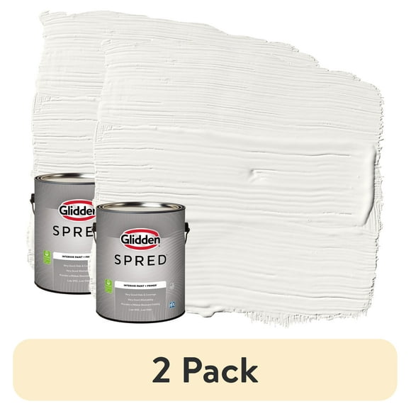 (2 pack) Glidden Spred Grab-N-Go Interior Wall Paint, White, Eggshell, 1 Gallon