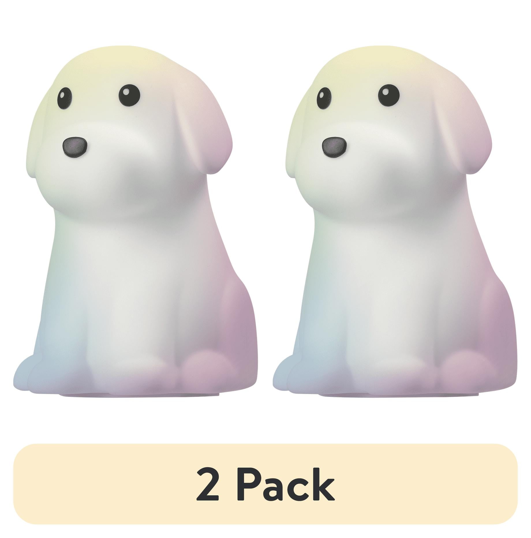 (2 pack) Globe Electric LED White Dog Multicolor Silicone Kids Night Light, 5.71" H x 4.65" W