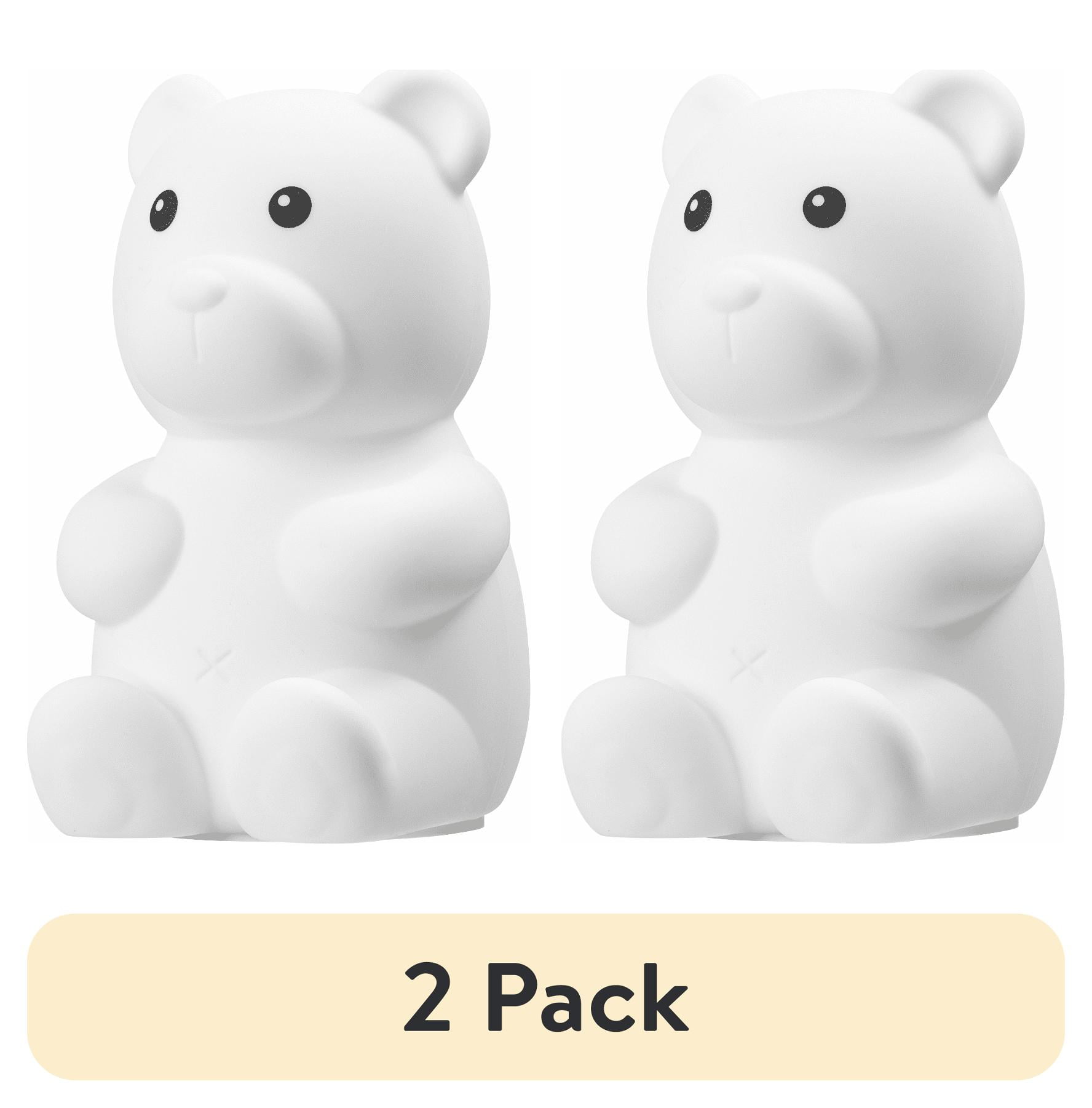 (2 pack) Globe Hannah Bear Multicolor Changing Integrated LED Rechargeable Silicone Night Light Lamp, White