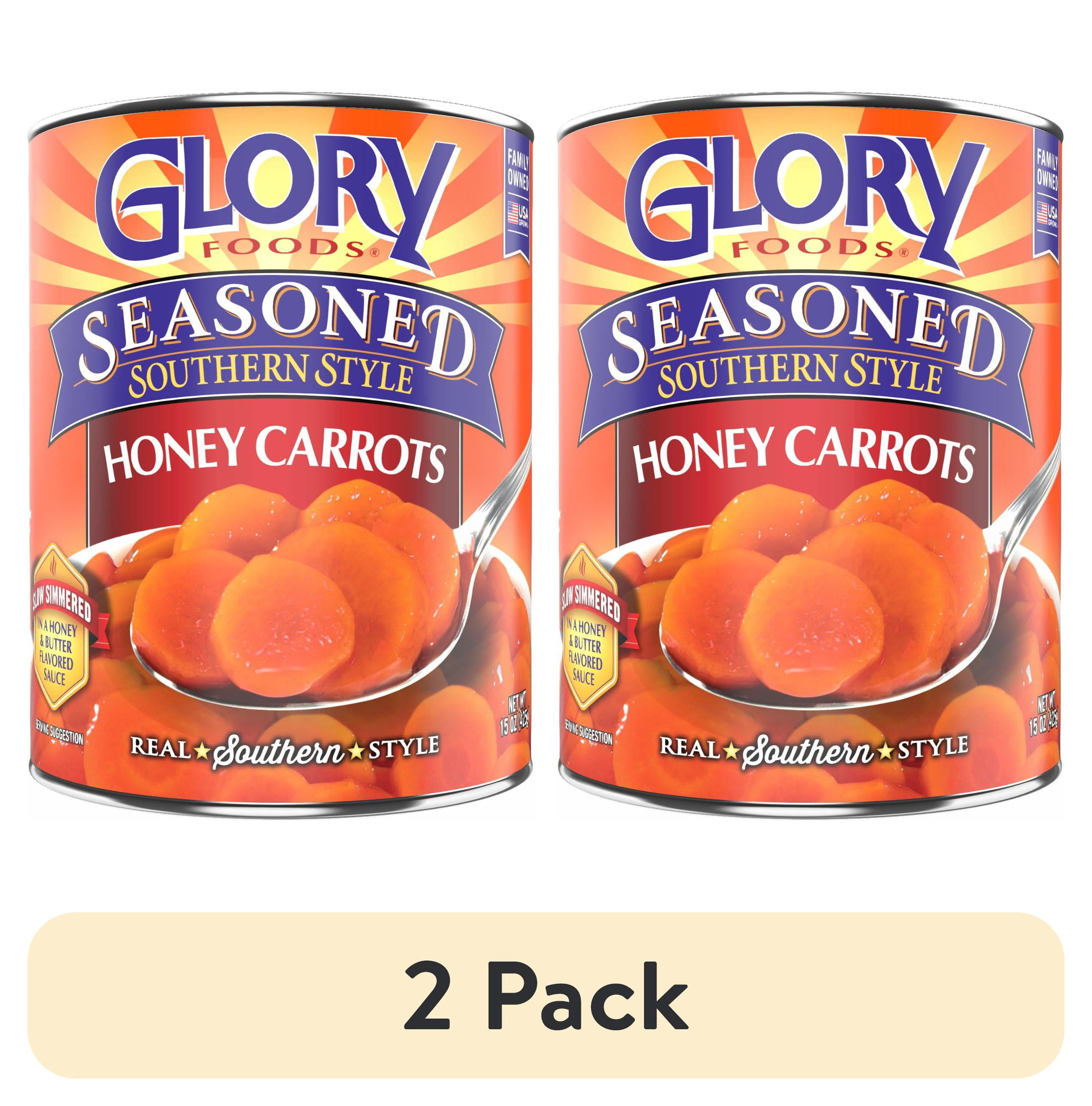 (2 pack) Glory Foods Seasoned Southern Style Honey Carrots, Canned Vegetables, 15.5 oz