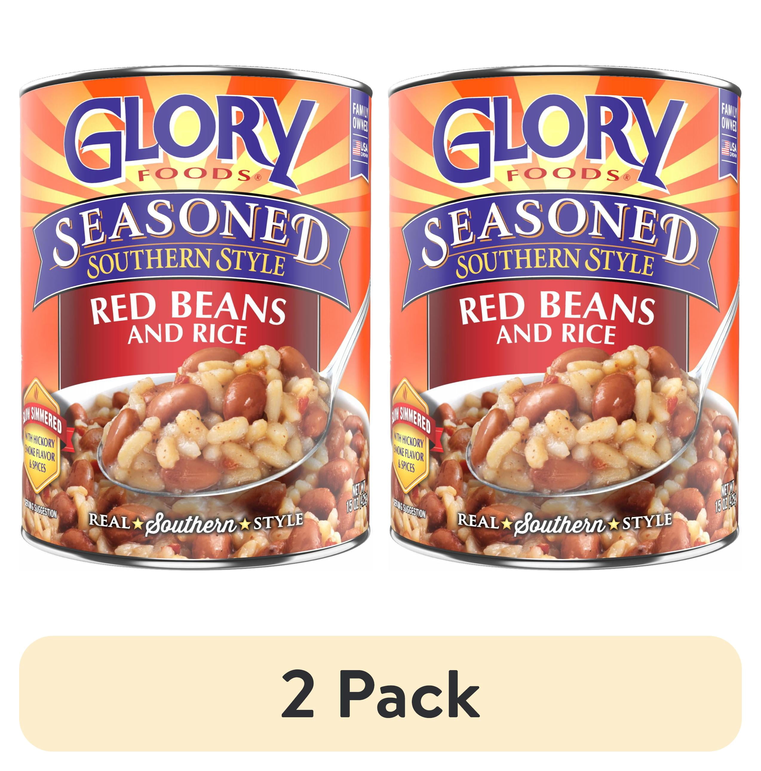 (2 pack) Glory Foods Seasoned Southern Style Red Beans and Rice, 15 oz., Can