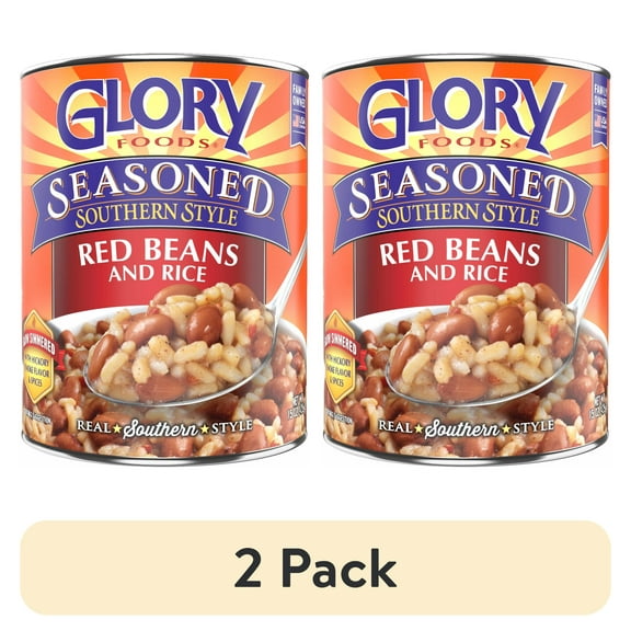 (2 pack) Glory Foods Seasoned Southern Style Red Beans and Rice, 15 oz., Can