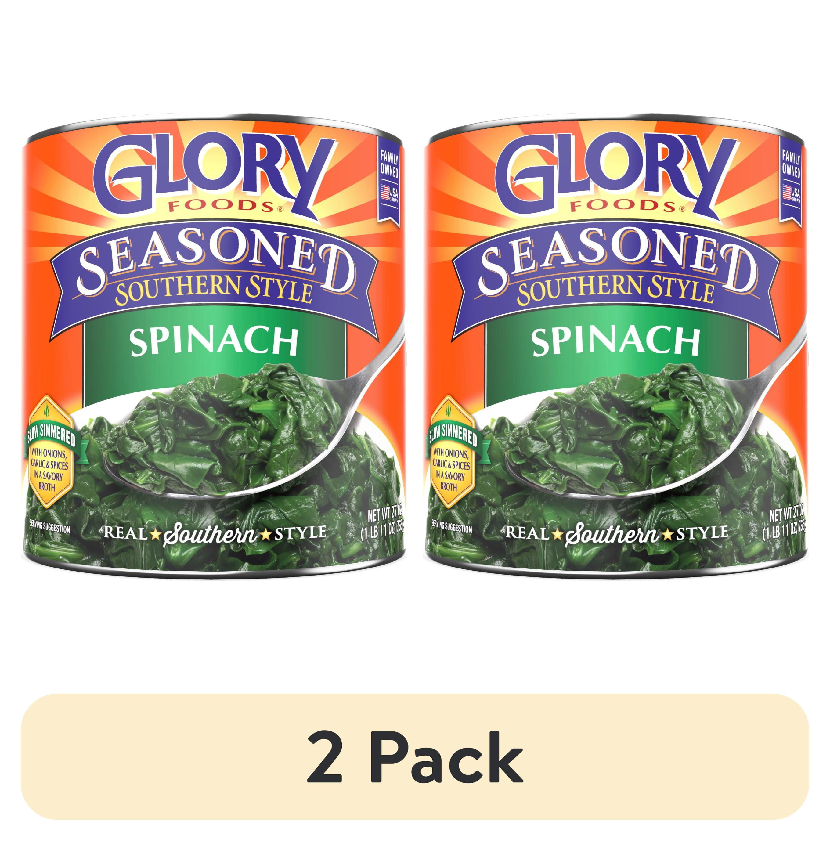 2 pack) Glory Foods Seasoned Southern Style Spinach, Canned