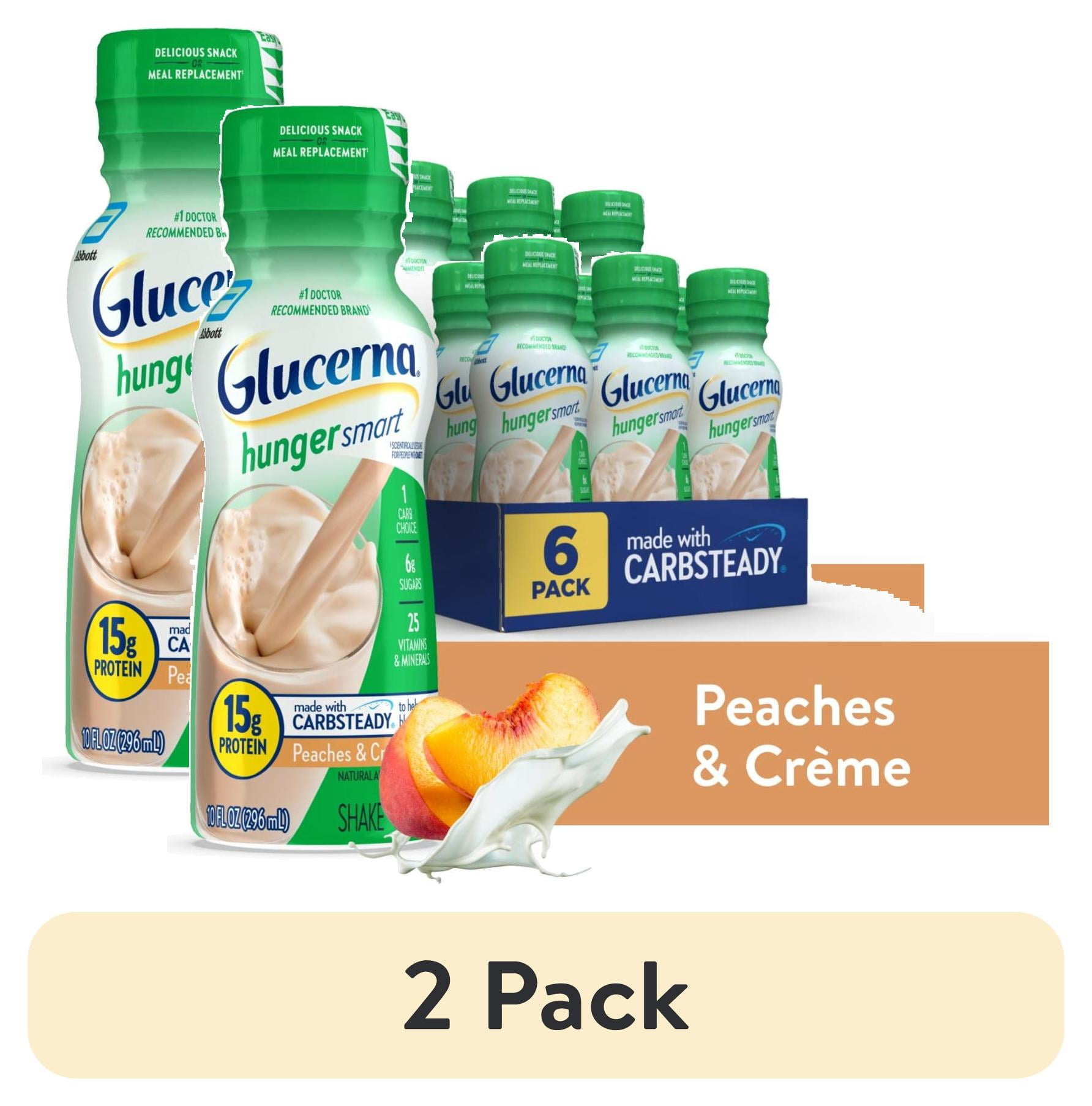 (2 pack) Glucerna Hunger Smart Diabetic Protein Shake, Peaches & Crme, 10-fl-oz Bottle, 6 Count