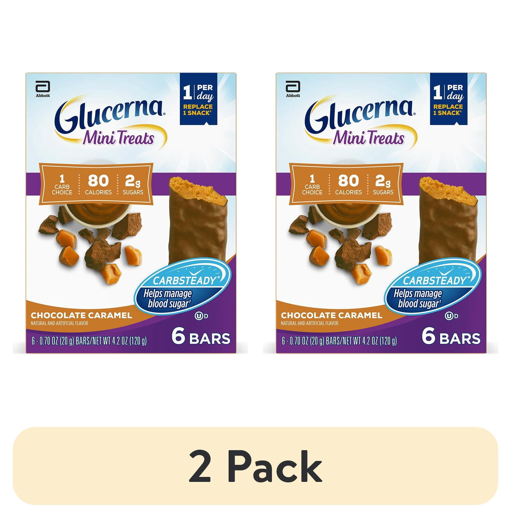 (2 pack) Glucerna Mini Treats Diabetic Snack, Chocolate Caramel, 6-Bar Pack, 6 Count