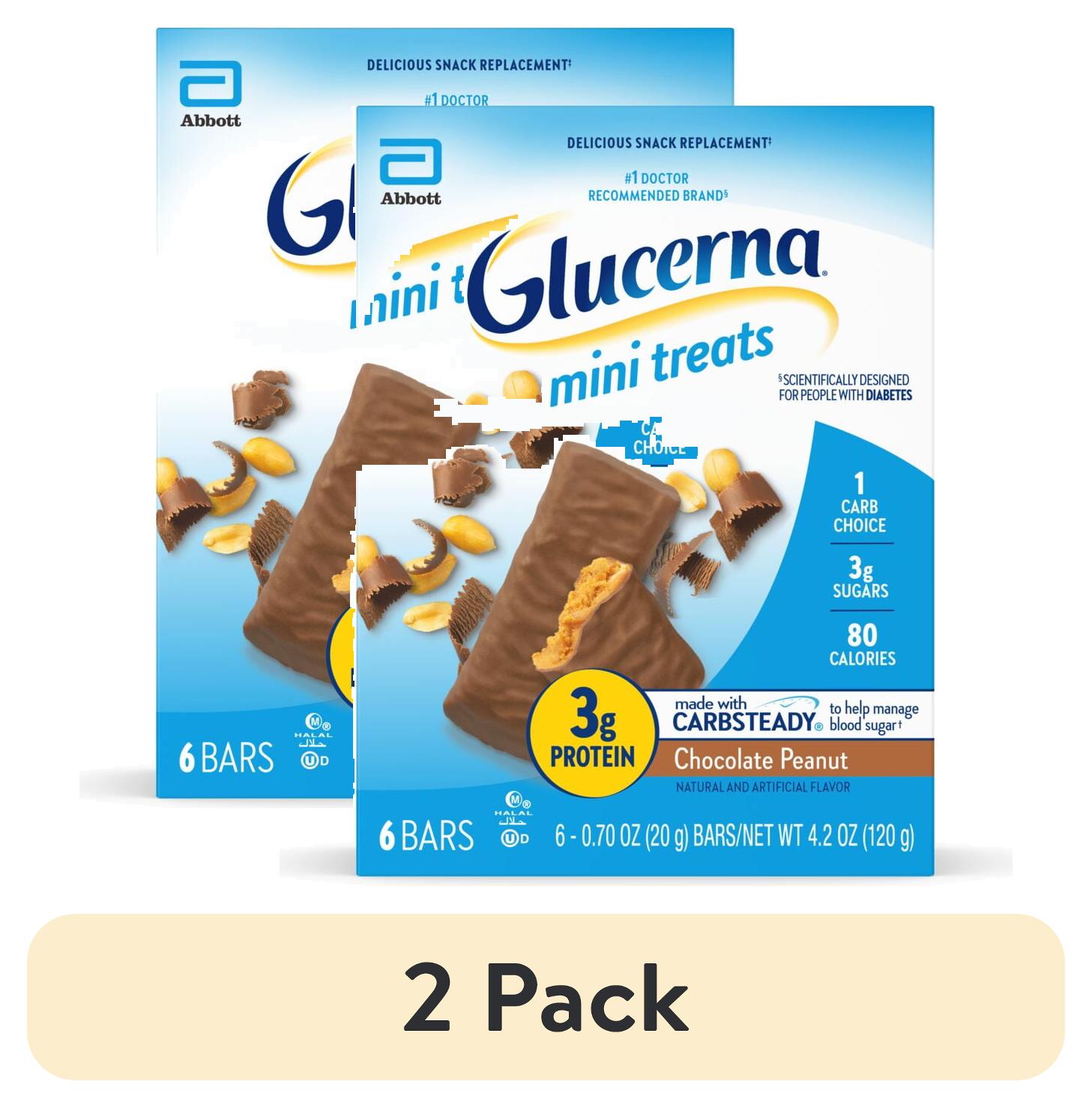 (2 pack) Glucerna Mini Treats Diabetic Snack Chocolate Peanut 6-bar pack 6 Count