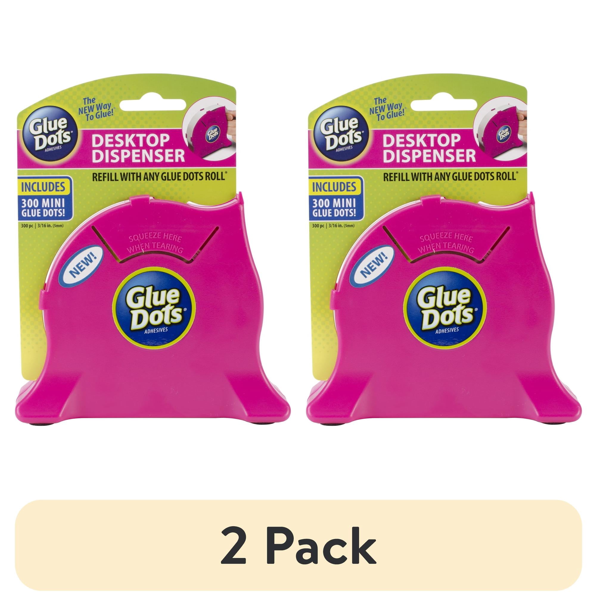 2 pack) Glue Dots Desktop Dispenser With 300 Mini Glue Dots 