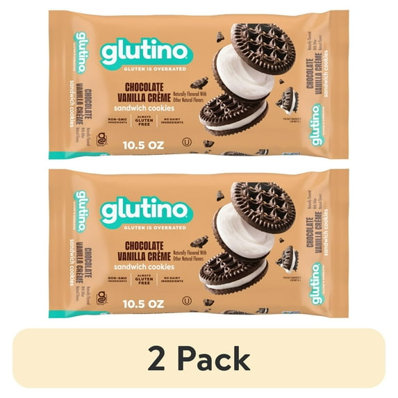 (2 pack) Glutino Gluten Free Chocolate Vanilla Crème Flavored Sandwich Cookies, 10.5 oz.