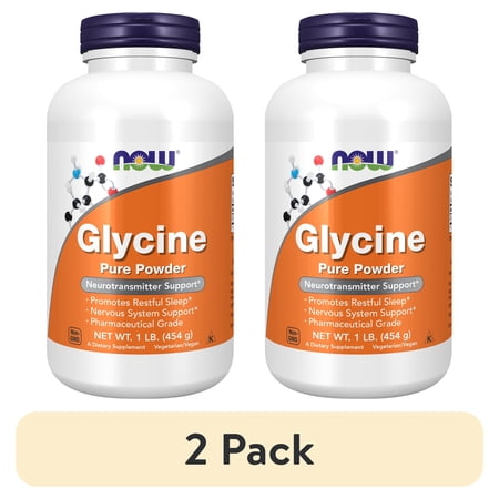 (2 pack) NOW Supplements, Glycine Pure Powder, Promotes Restful Sleep*, Neurotransmitter Support*, 1-Pound