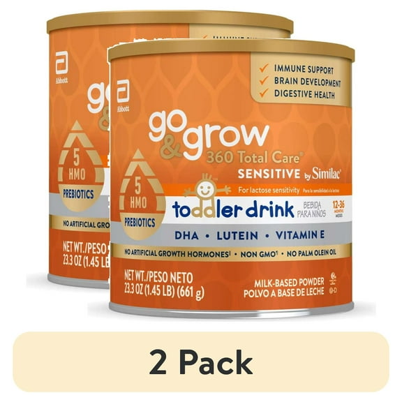 (2 pack) Go & Grow 360 Total Care Sensitive by Similac Toddler Nutritional Drink Powder, 23.3-oz Can