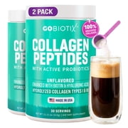 2 pack GoBiotix Hydrolyzed Collagen Peptides Powder with Probiotics for Hair, Skin, Nails & Joints, 11.11 oz