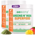 thumbnail image 1 of (2 pack) GoBiotix Super Greens & Reds Organic Super Greens Powder with Probiotics for Digestion, 30 Servings, Mango Flavor, 1 of 10