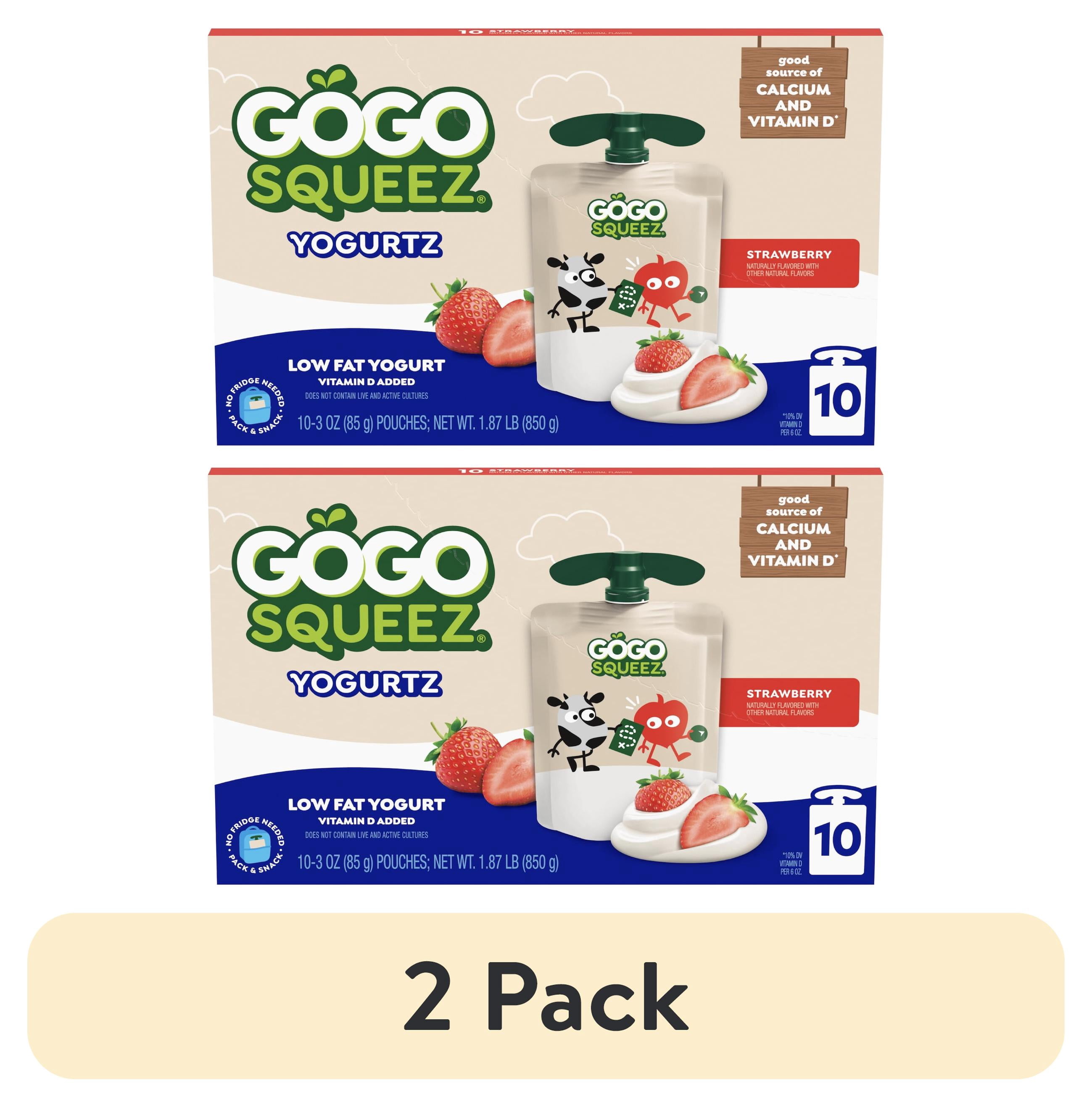 (2 pack) GoGo squeeZ Low Fat Yogurtz Strawberry Yogurt Snack Pouches, 3 oz (10 Pack)