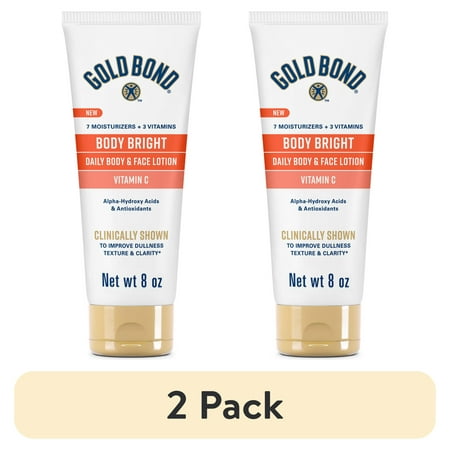 (2 pack) Gold Bond Body Bright Daily Body & Face Lotion with Vitamin C, 8 oz.