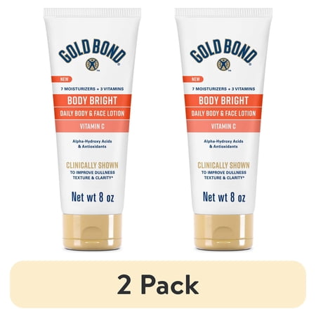 (2 pack) Gold Bond Body Bright Daily Body and Face Lotion With Vitamin C, 8 oz.