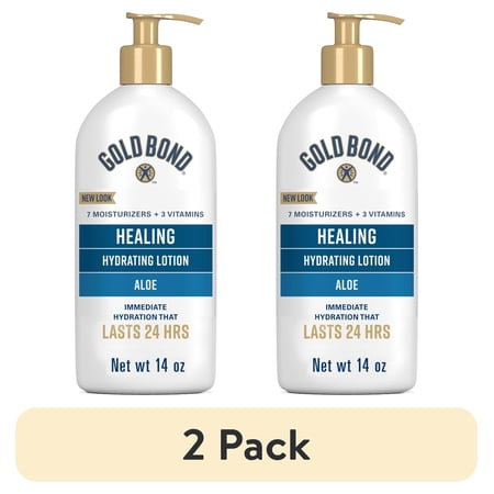 (2 pack) Gold Bond Healing Hydrating Lotion, 14 oz., Body Lotion With Aloe, Moisturizes, Immediate 24-Hour Hydration