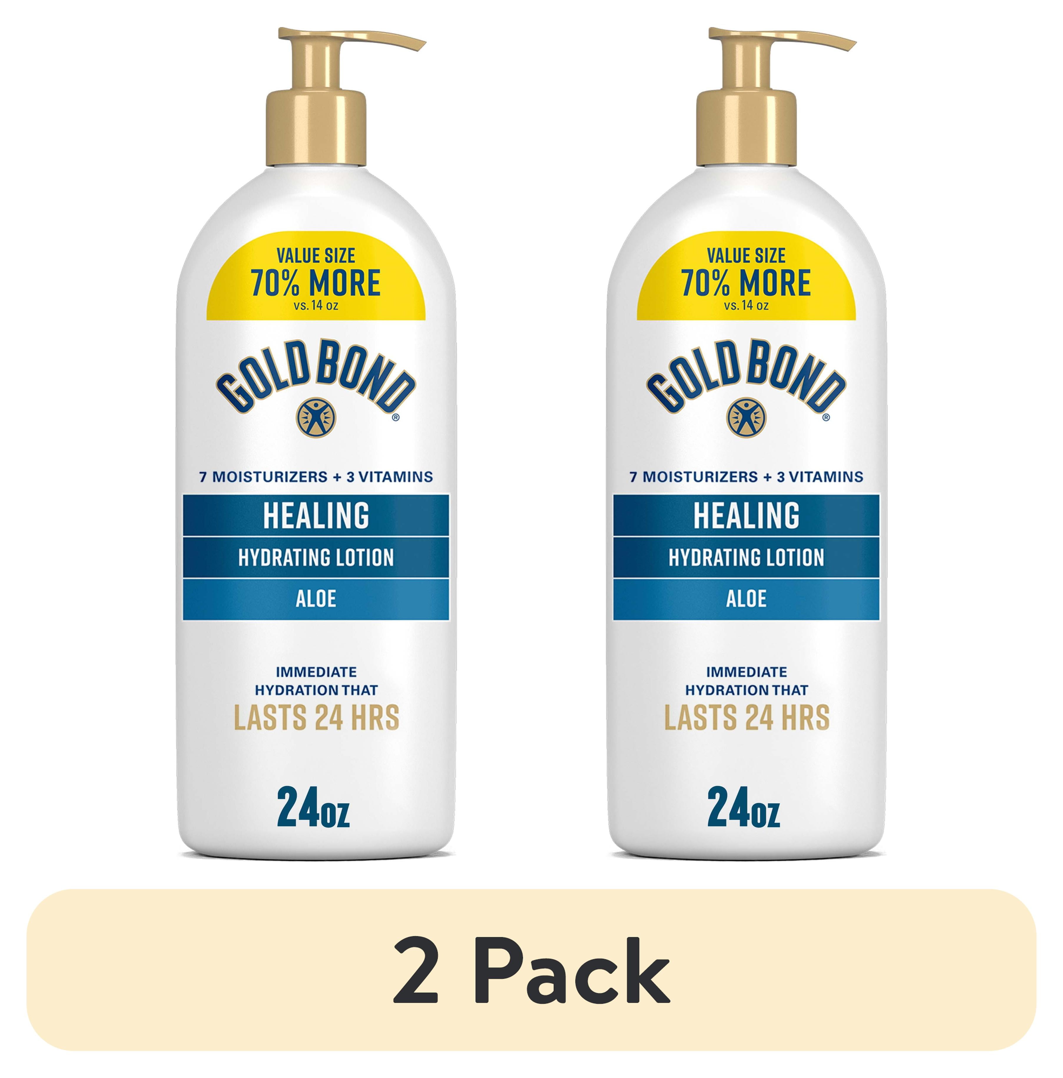 (2 pack) Gold Bond Healing Hydrating Body Lotion with Aloe, Moisturizer for Dry to Extra Dry Skin, 24-HR Hydration to Soothe & Comfort, Non-Greasy, Dermatologist-Tested, Light Scent, 24 Oz Family Size Pump
