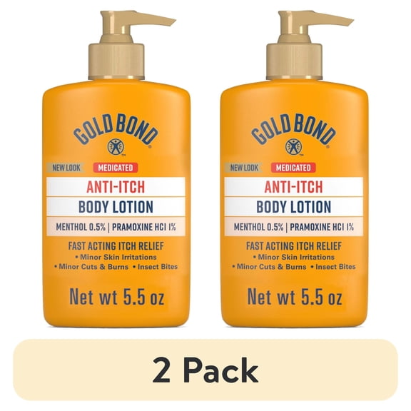 (2 pack) Gold Bond Medicated Anti-Itch Body Lotion, 5.5 oz., Steroid Free, Fast Acting Itchy Skin Relief