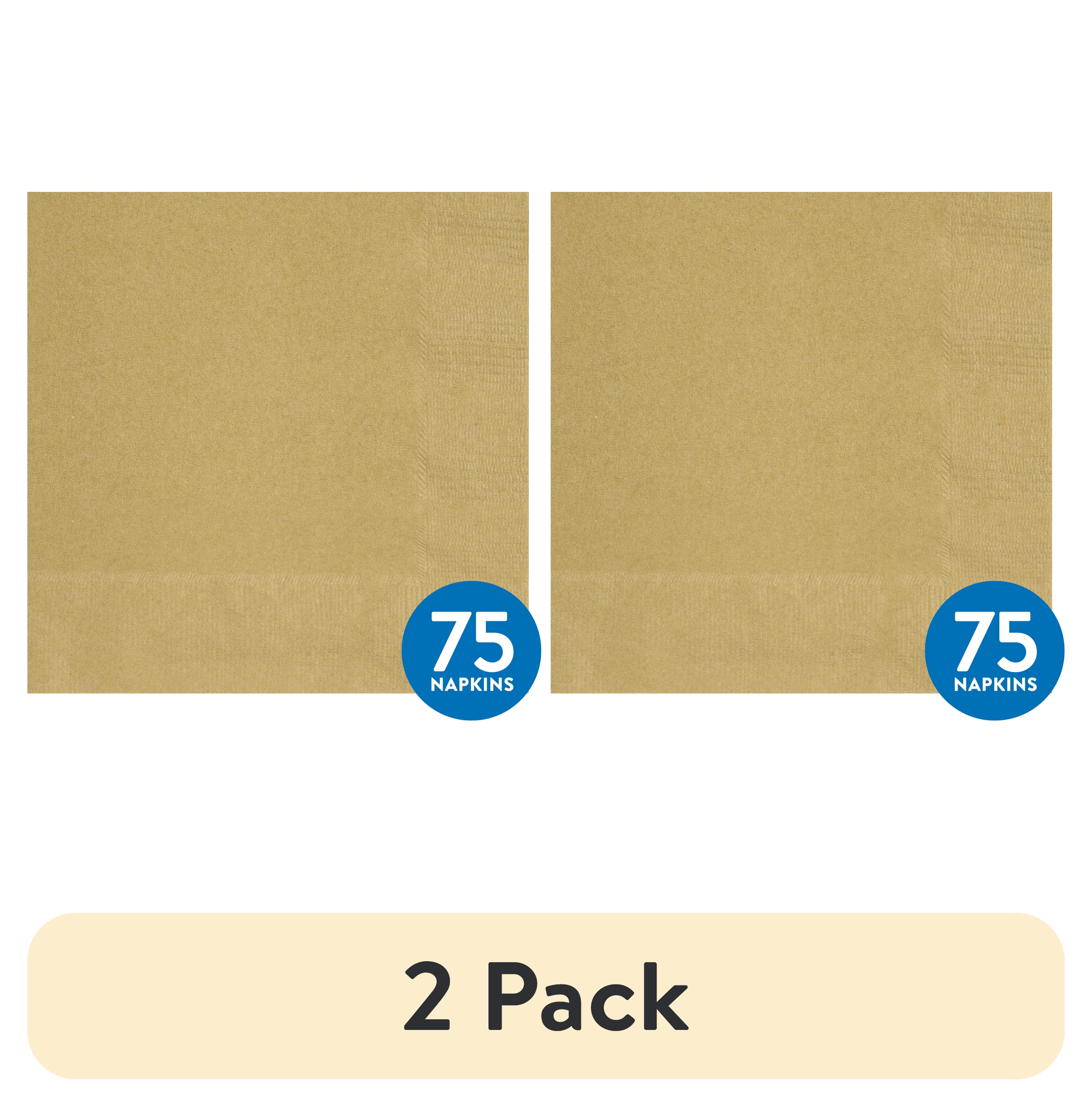(2 pack) 75CT 6.5IN x 6.5IN Gold Disposable Paper Napkins by Way To Celebrate