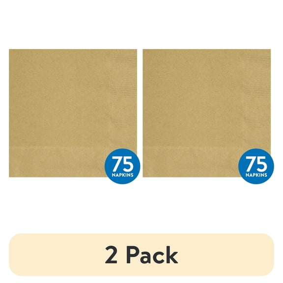 (2 pack) 75CT 6.5IN x 6.5IN Gold Disposable Paper Napkins by Way To Celebrate