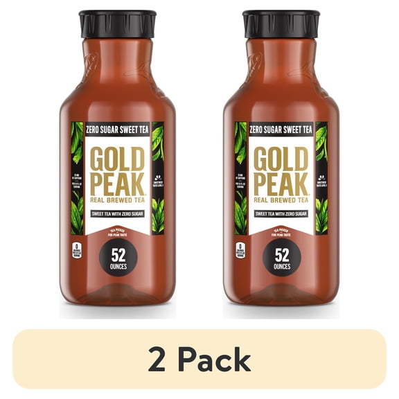 (2 pack) Gold Peak Iced Tea, Zero Sugar Sweet Tea, 52 fl oz Bottle