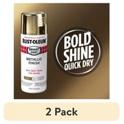 2 pack Gold, Rust-Oleum Stops Rust Bright Coat Metallic Spray Paint-7710830, 11 oz