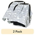thumbnail interactive-video image 1 of (2 pack) Goldbug Car Seat Cover, Soft and Breathable Protection for Infants, Unisex Cloud Print, 1 of 11