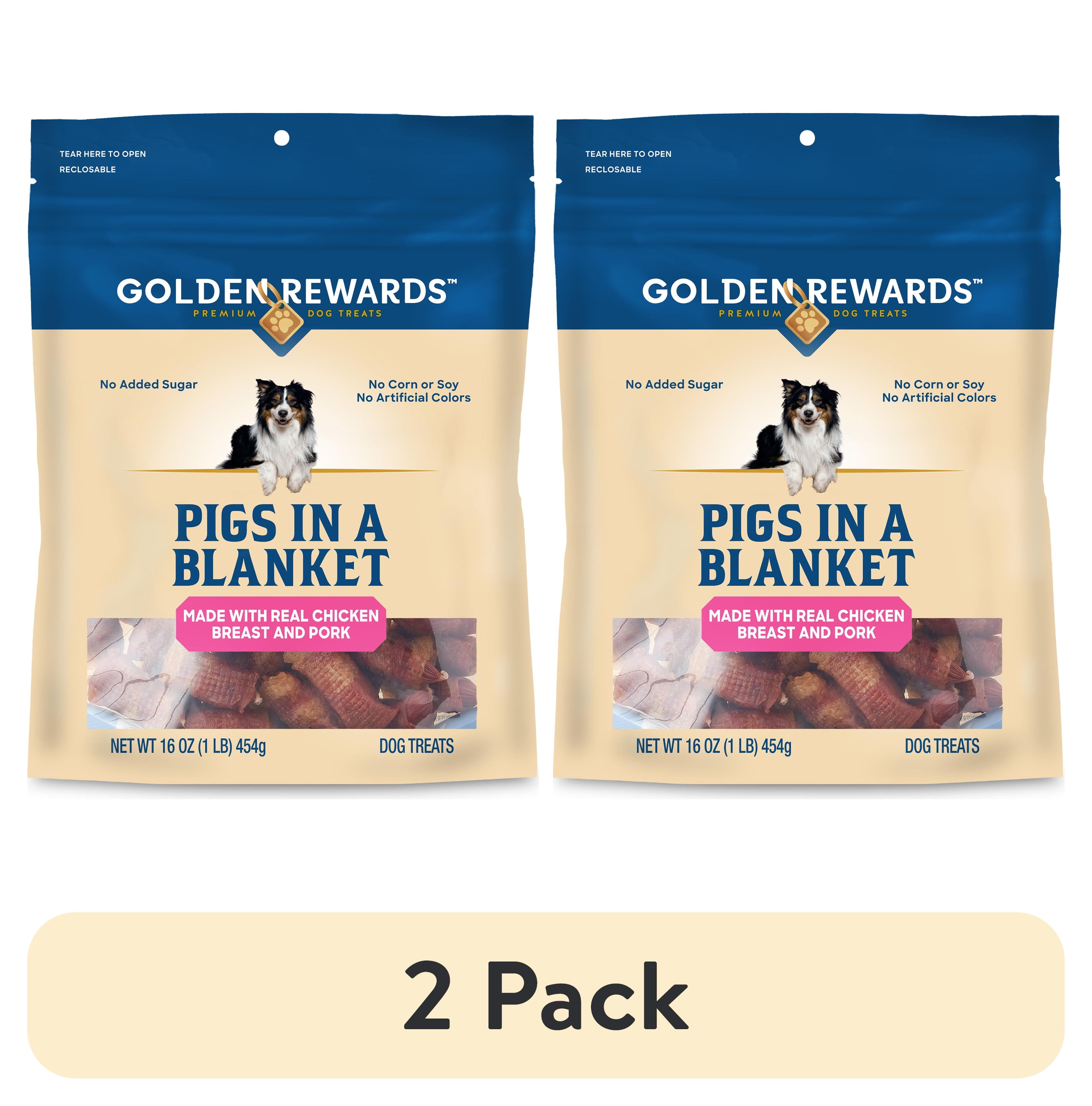 (2 pack) Golden Rewards Air- Dried Jerky Treats Pigs in a Blanket for Dogs, 16 oz