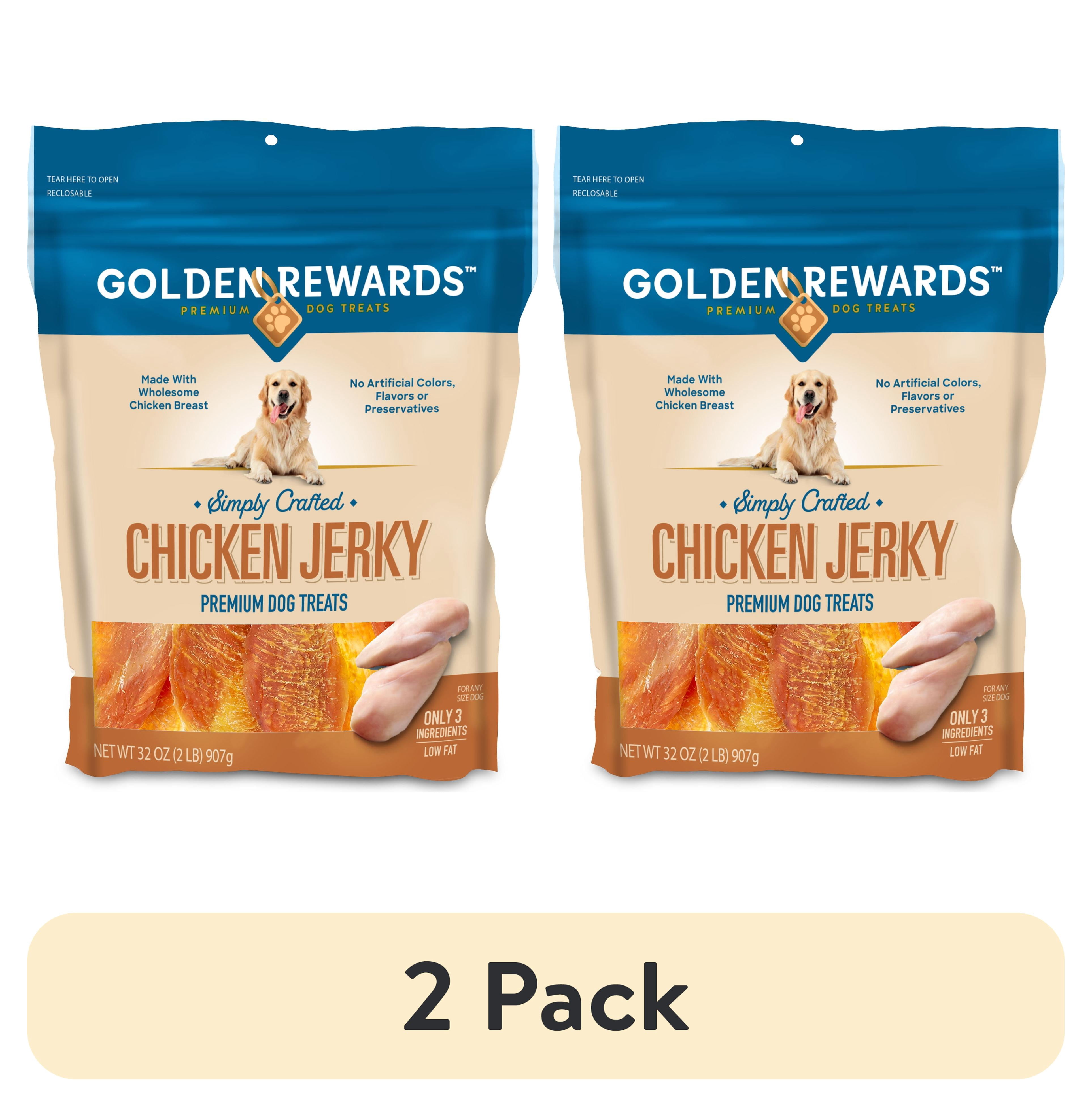 (2 pack) Golden Rewards Chicken Flavor Premium Dry Jerky Treats for All Dogs, 32 oz
