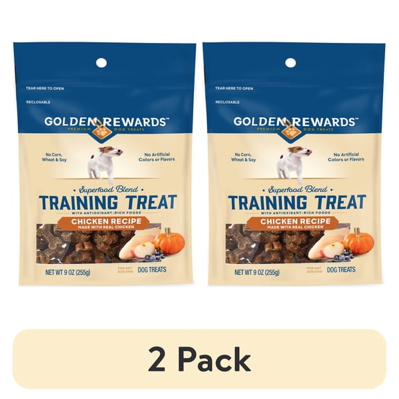 (2 pack) Golden Rewards Chicken Recipe Training Treat Dog Treats, 9 oz