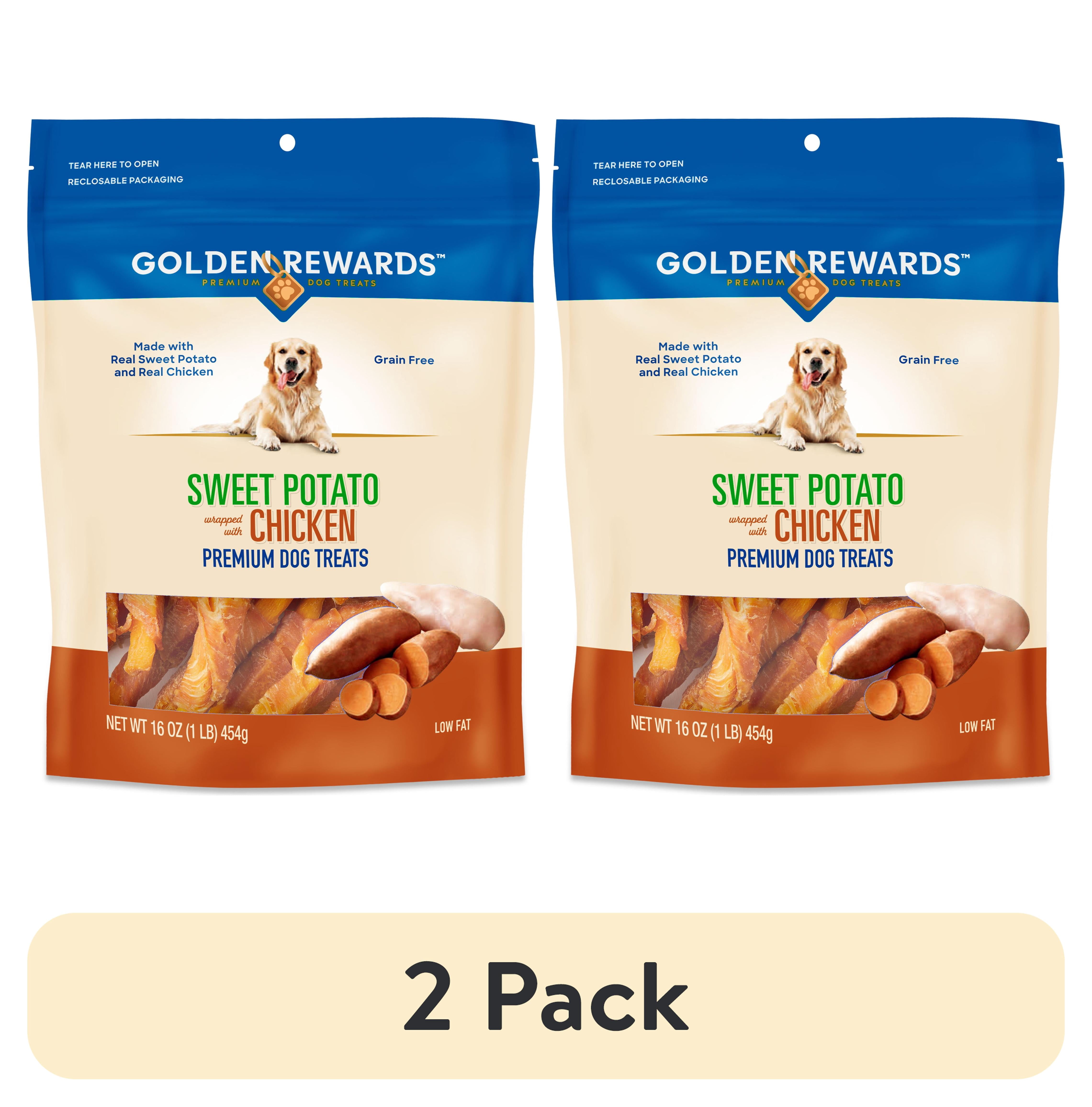 (2 pack) Golden Rewards Sweet Potato Wrapped with Chicken Dog Treats, 16 oz