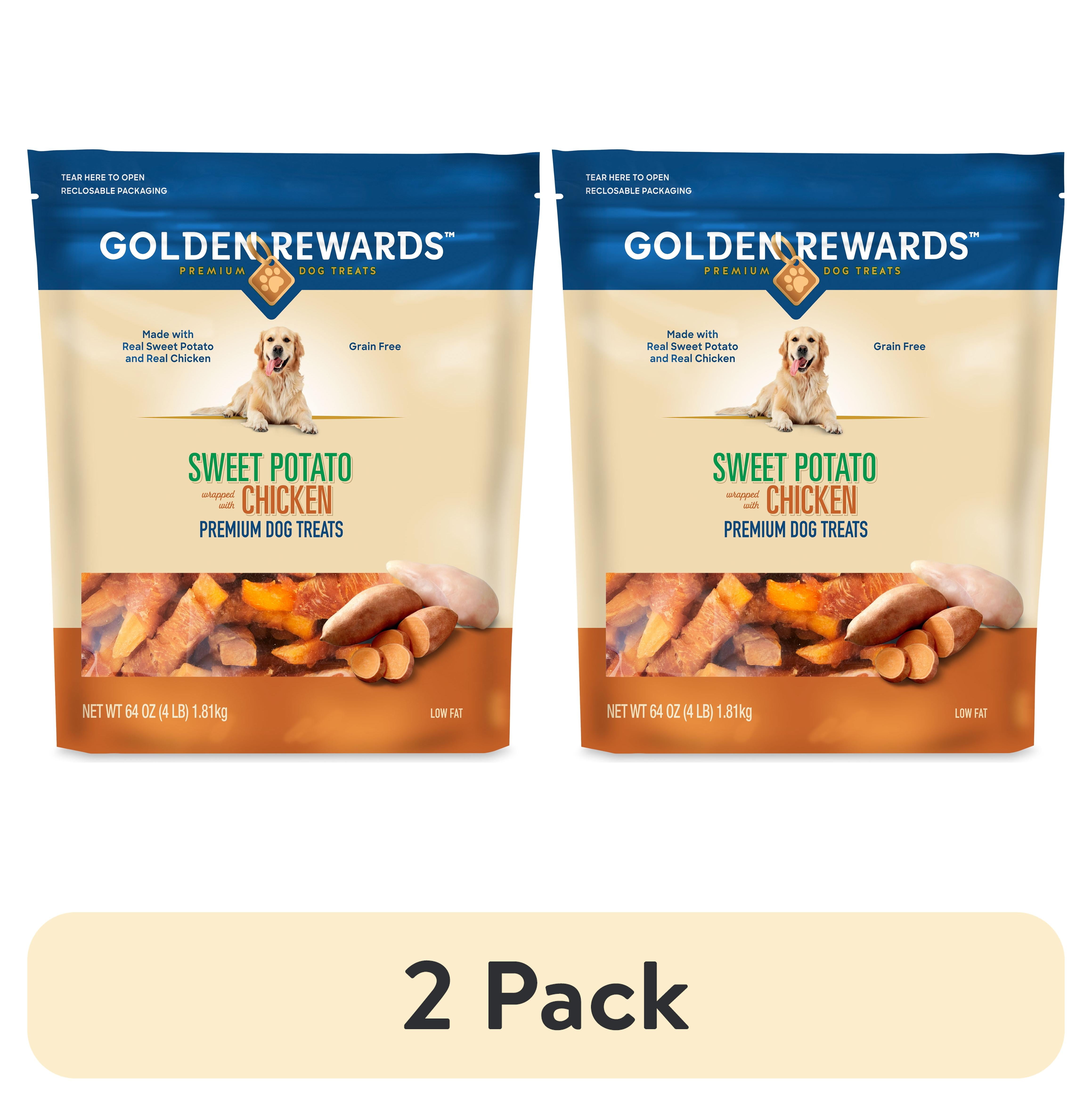 (2 pack) Golden Rewards Sweet Potato Wrapped with Chicken Dog Treats, 64 oz
