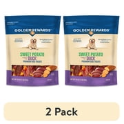 (2 pack) Golden Rewards Sweet Potato Wrapped with Duck Premium Treats for Dogs, 16 oz Bag