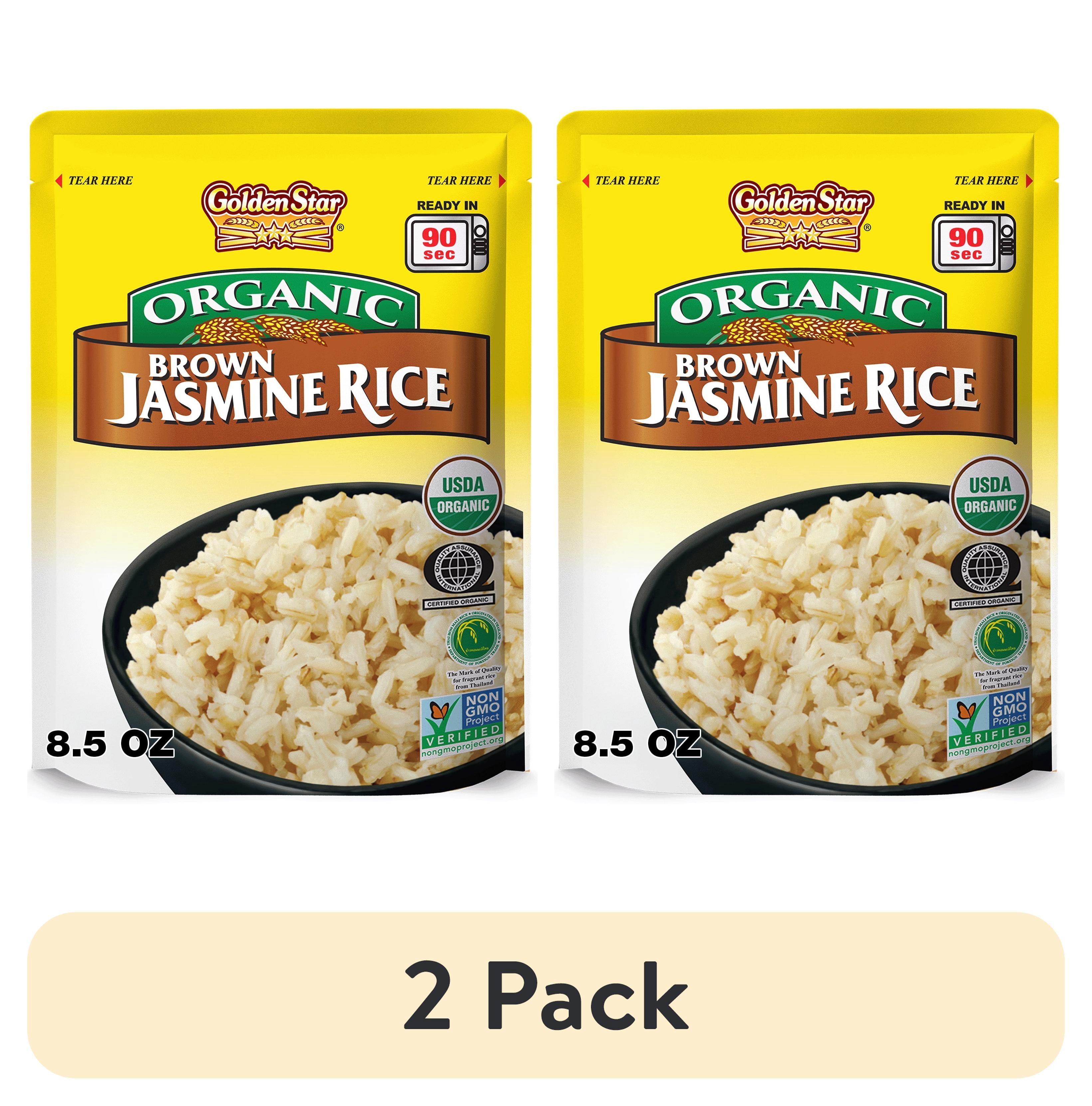(2 pack) Golden Star Organic Jasmine Brown Rice, Ready to Heat Microwaveable Pouch, 8.5 oz