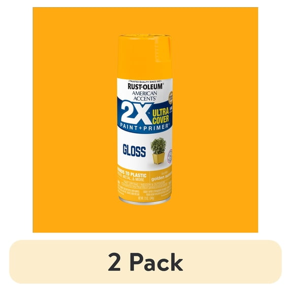 (2 pack) Golden Sunset, Rust-Oleum American Accents 2X Ultra Cover Gloss Spray Paint-327884, 12 oz