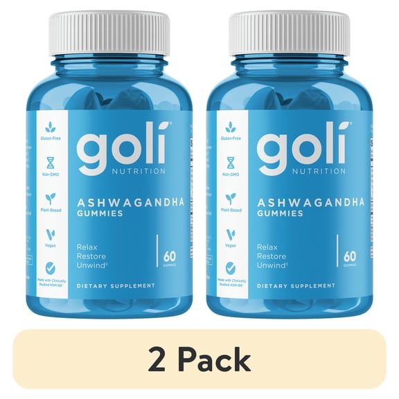 (2 pack) Goli Nutrition Ashwagandha Gummies, Mixed Berry Flavor, 60 Count