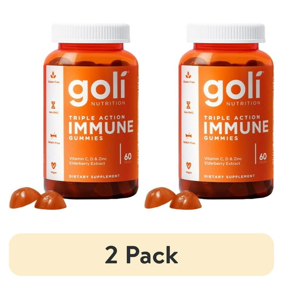 (2 pack) Goli Nutrition Triple Action Immune Gummies for Adult Energy and Immune Support, 60 Count