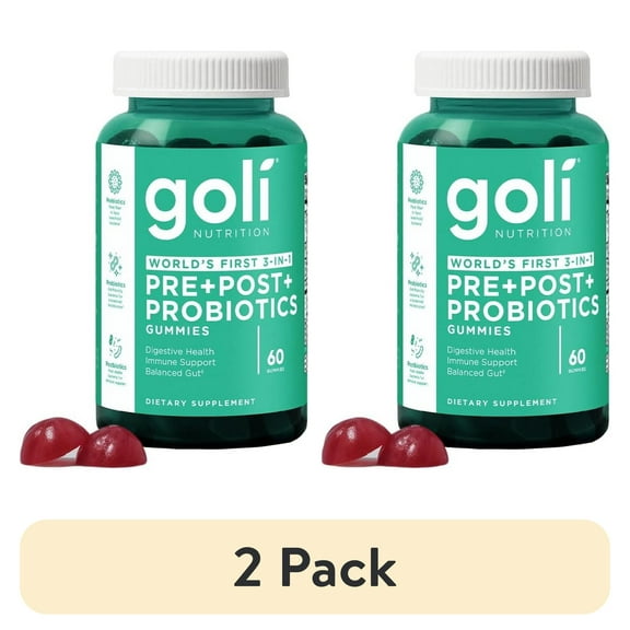 (2 pack) Goli Nutrition Pre+Post+ Probiotic Gummies, 60 Count