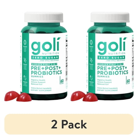 (2 pack) Goli Nutrition Pre-Post-Probiotic Zero Sugar Gummies, 60 Count