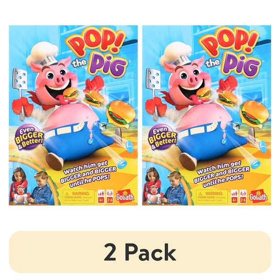 (2 pack) Goliath Pop the Pig Children's Game - Belly-Busting Fun, Feed Him Burgers, His Belly Grows
