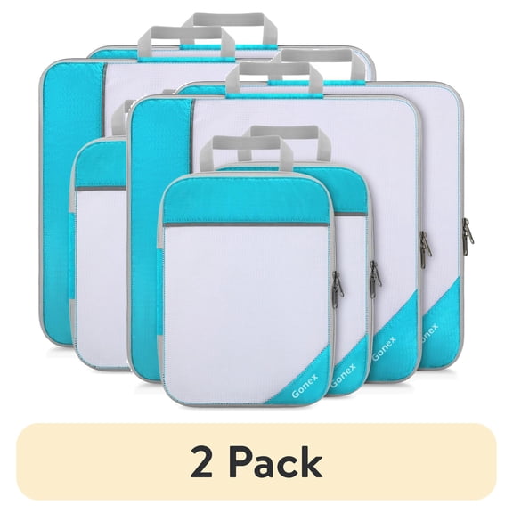 (2 pack) Gonex 4 Set Large Compression Packing Cubes for Luggage, Expandable Packing Cubes Organizer Bags Set for Travel