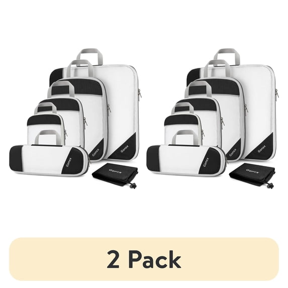 (2 pack) Gonex 6 Set Compression Packing Cubes Mesh Luggage Organizers for Travel Accessories Suitcase Storage Bags Set