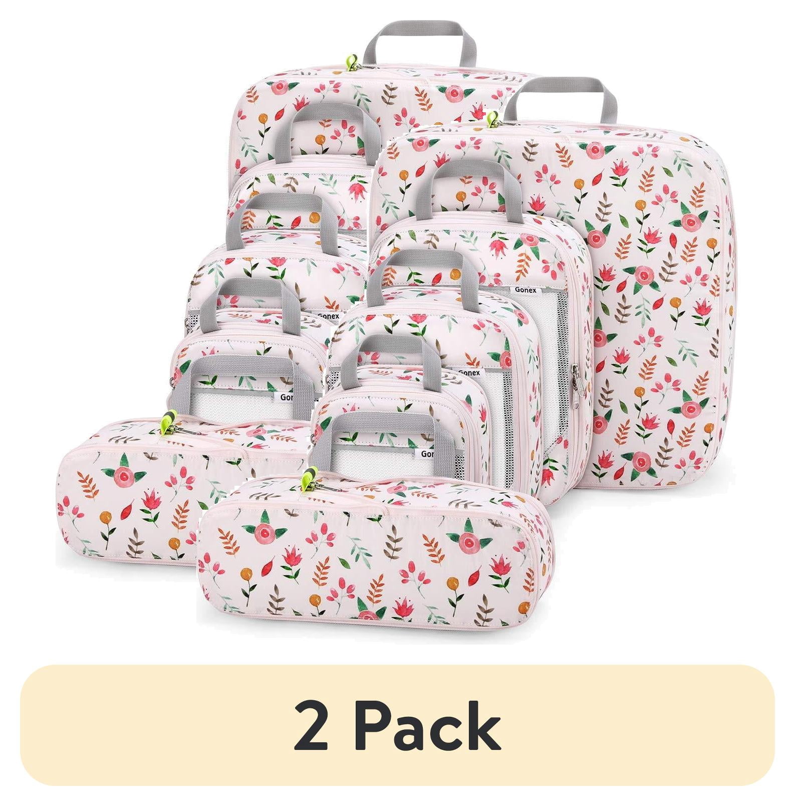 (2 pack) Gonex 6 Set Compression Packing Cubes Mesh Luggage Organizers for Travel Accessories Suitcase Storage Bags Set