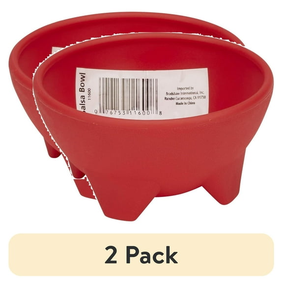 (2 pack) GoodCook 4.7" Large Plastic Salsa Bowl Condiment Serving Dish, Red