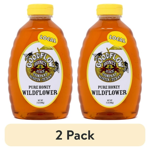 (2 pack) Good Flow Honey Co. Wildflower Honey 2 lb. Squeeze Bottle