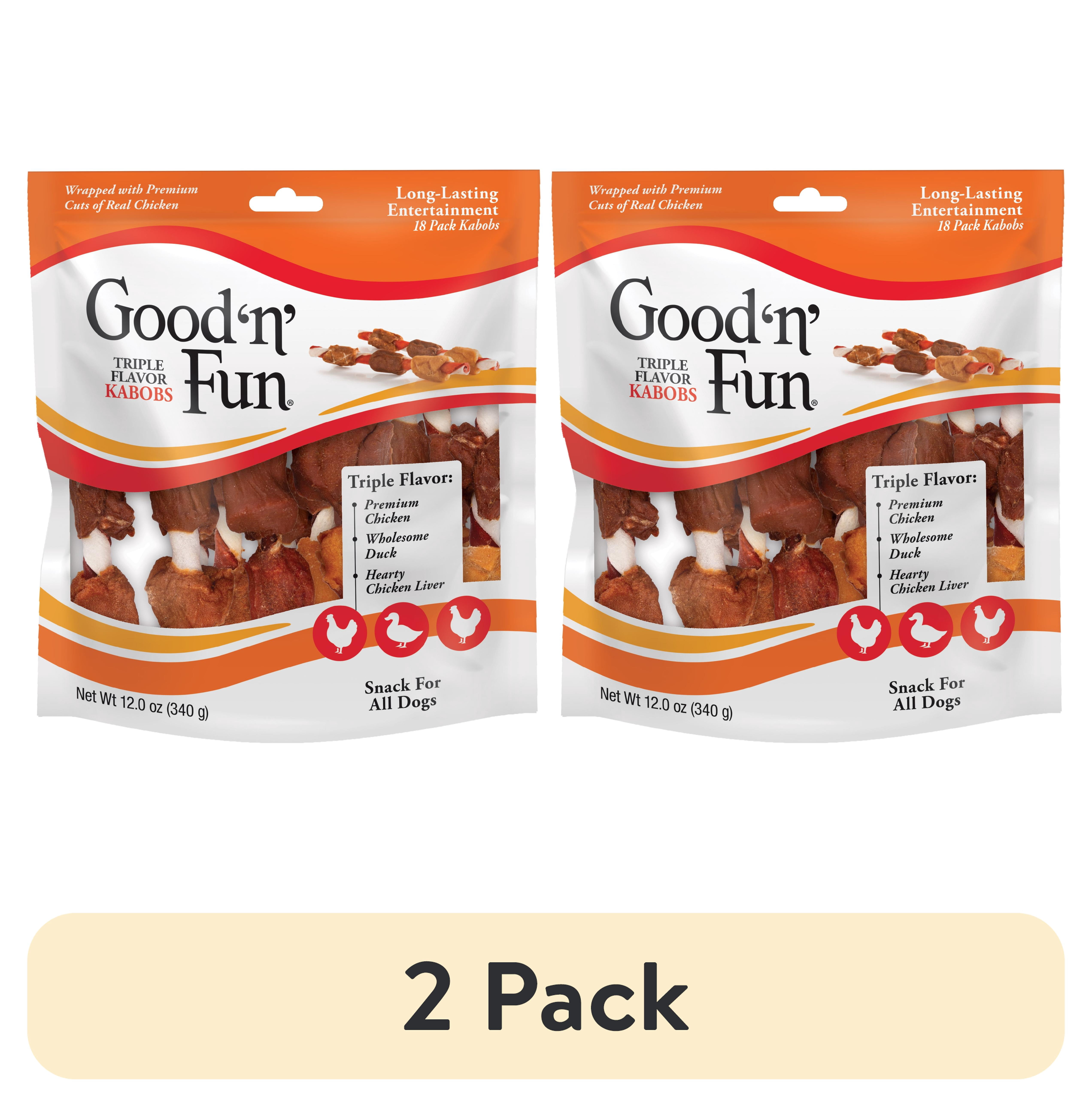 (2 pack) Good 'n' Fun Triple Flavor Kabobs, Rawhide Chews for All Dogs, 12 oz